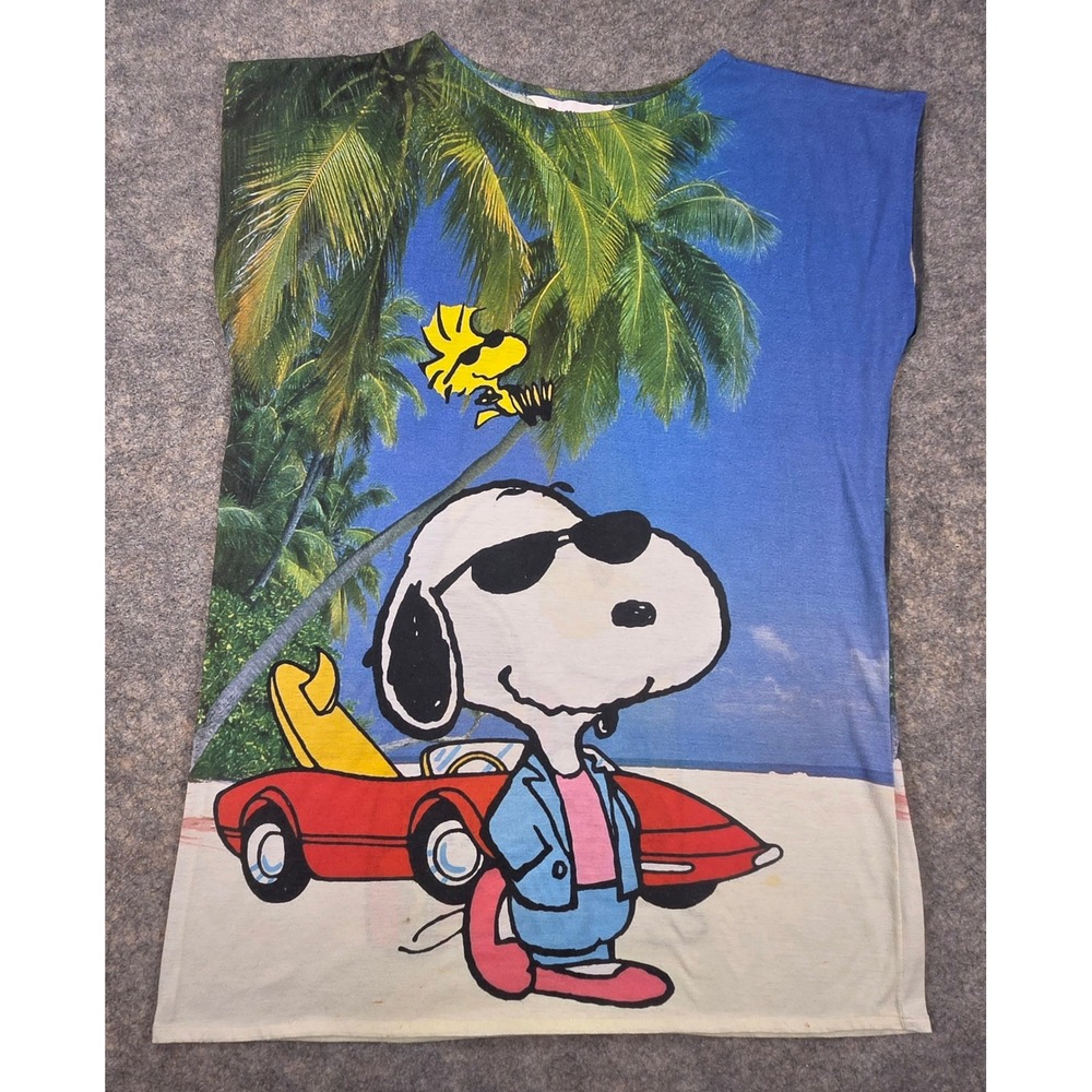 Vintage Tracyanne Joe Cool Snoopy Woodstock Shirt All Over Print Sleeveless Top